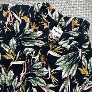 Rhythm Huckberry Hawaiian Shirt Large 100% Rayon Floral Tree Southwestern Medium